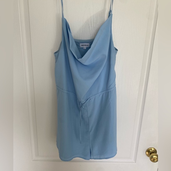 CAMARI COWL NECK ROMPER IN BABY BLUE - Picture 2 of 2